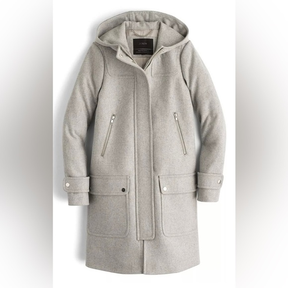 J. CREW Wool Melton Duffle Coat HEATHER DOVE CLEAN MODERN CLASSIC size 2 - Picture 1 of 16